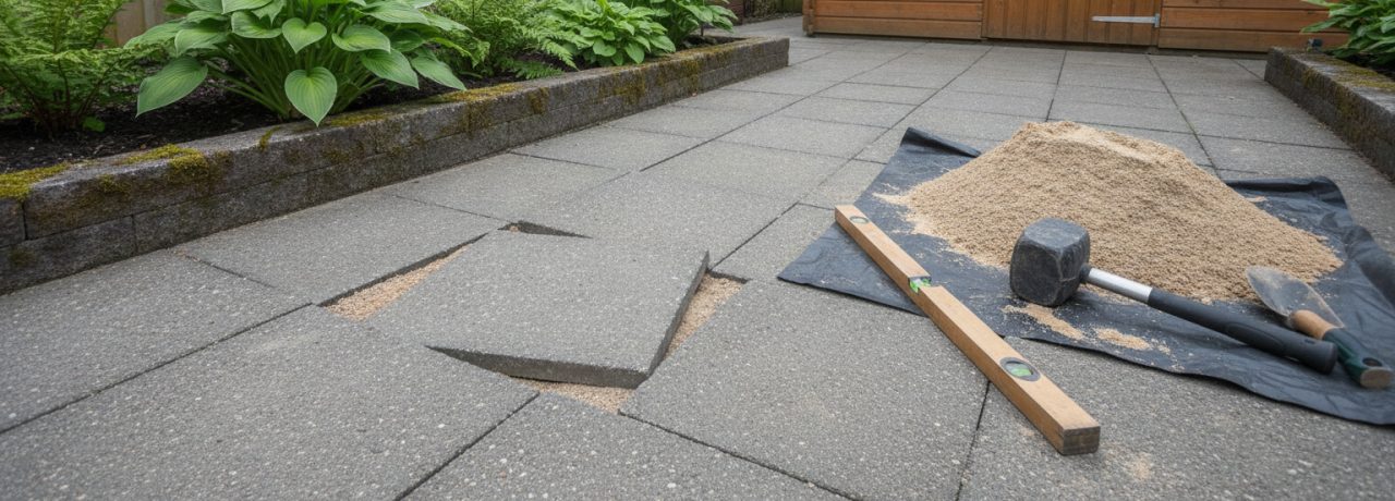 Tegelzetter Hoe herstel je verzakte buitentegels zonder de hele tuin open te halen?