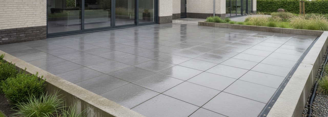 Tegelzetter Hoe laat je je terras betegelen zonder plassen na regen?